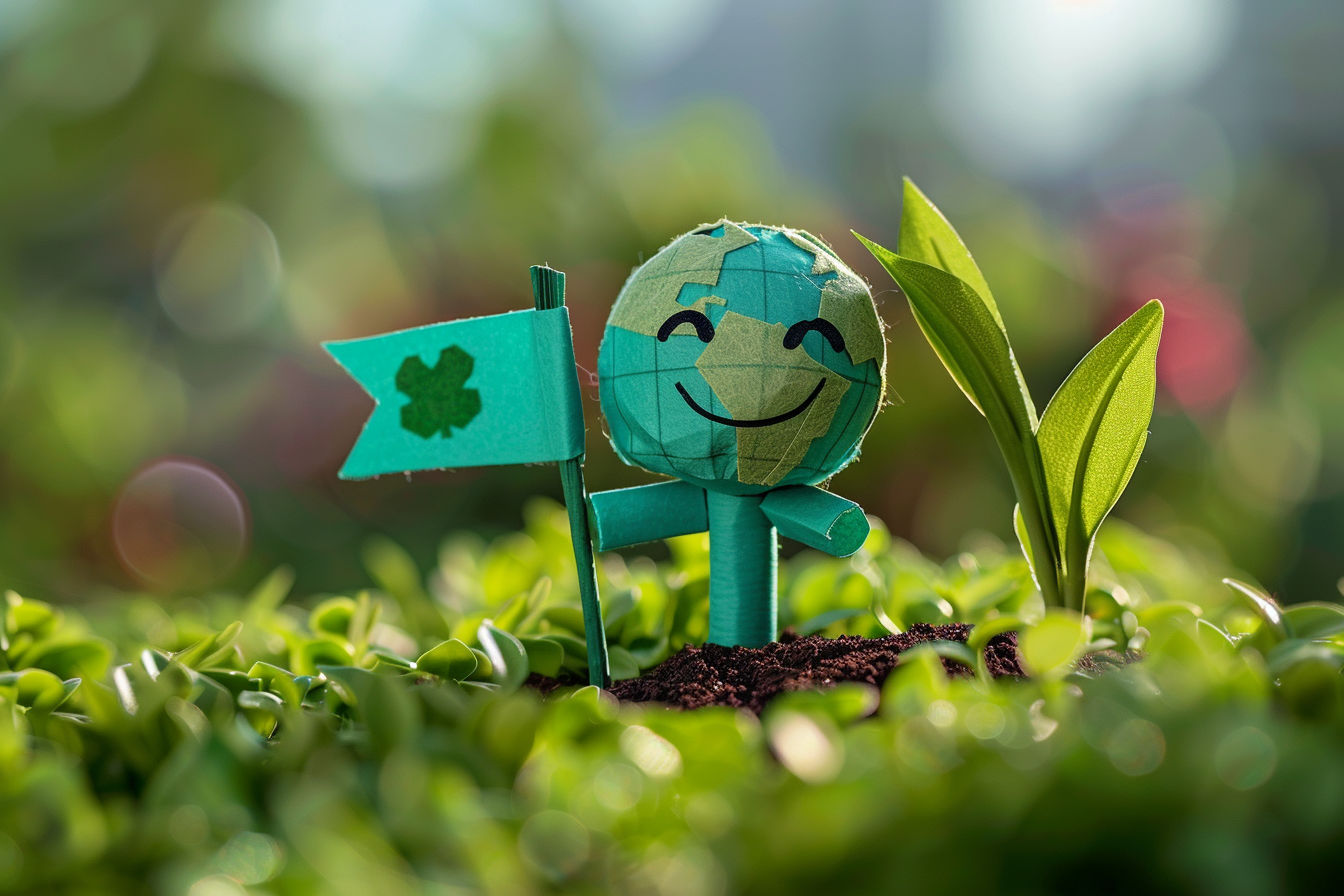 An adorable and relatable mascot embodying eco-friendliness and sustainability